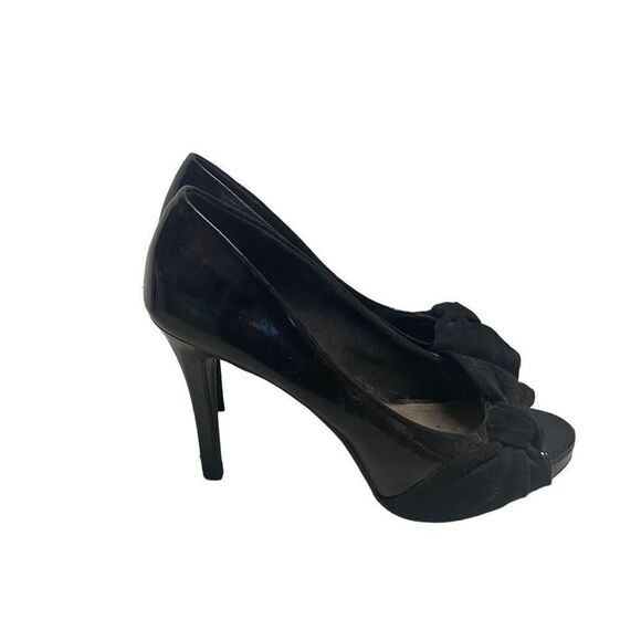 FIONI Women’s Black Peep‎ Toe Stiletto Heels Size 8.5 - Picture 3 of 12